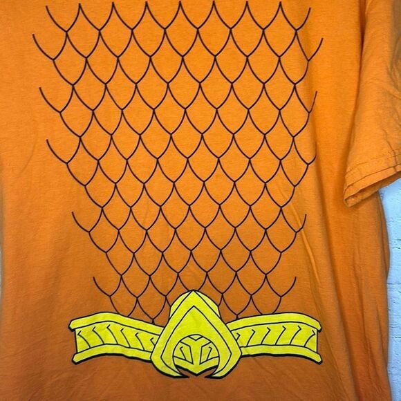 Justice League Aquaman Fruit of the Loom Tag Tee T-shirt Orange Size Large - Picture 2 of 7